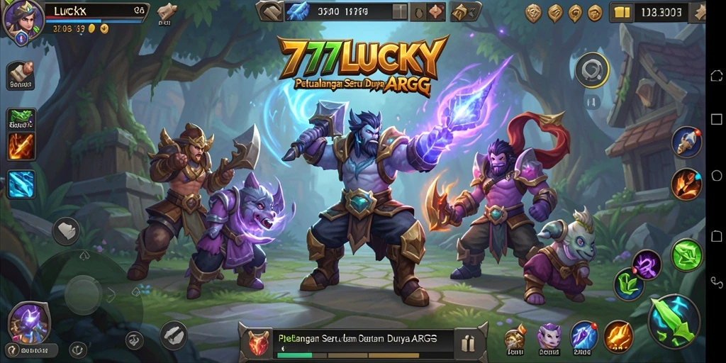 Tangkapan layar gameplay ARPG 777LUCKY yang penuh aksi dan petualangan.