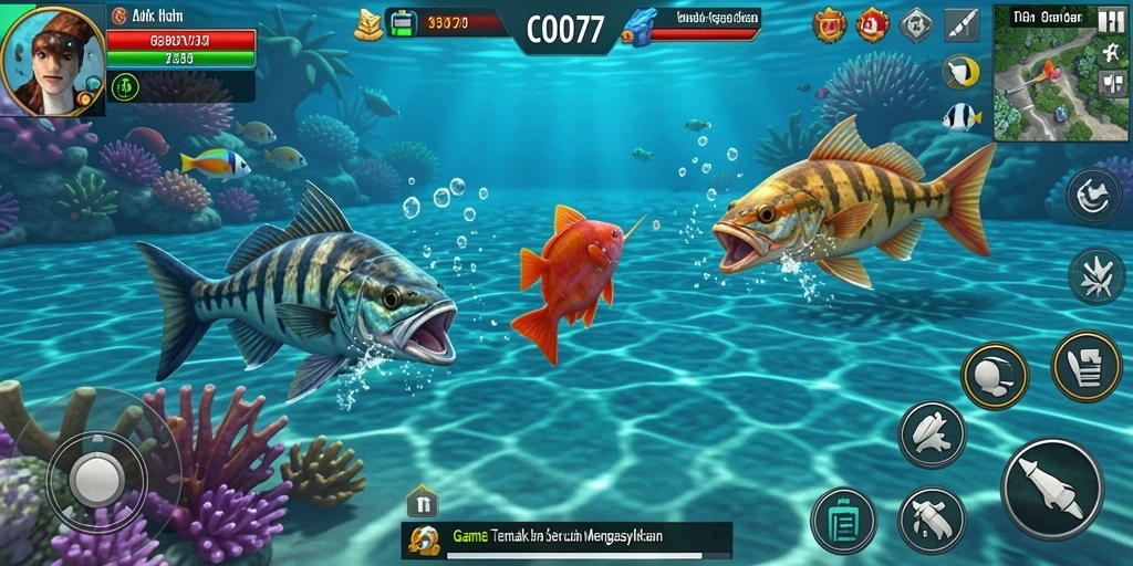 Tampilan gameplay COO77 yang mendebarkan saat menembak ikan.