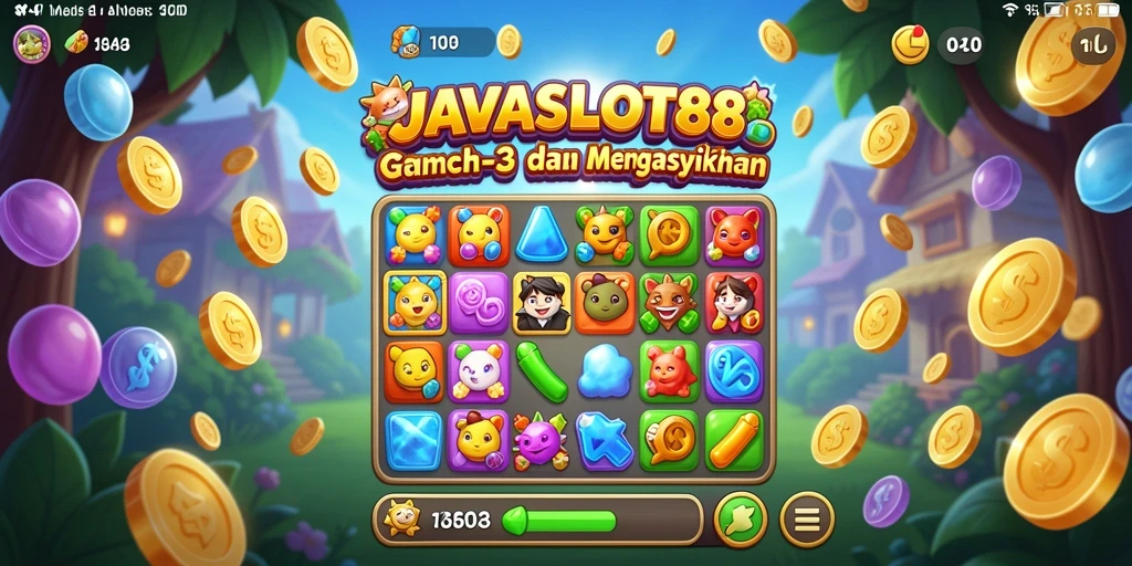 Screenshot gameplay <strong>JAVASLOT88</strong> menampilkan tantangan Match-3 yang seru.